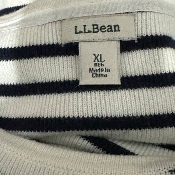 LL Bean women’s size XL black striped long sleeve pima cotton blend sweater - Picture 4 of 8